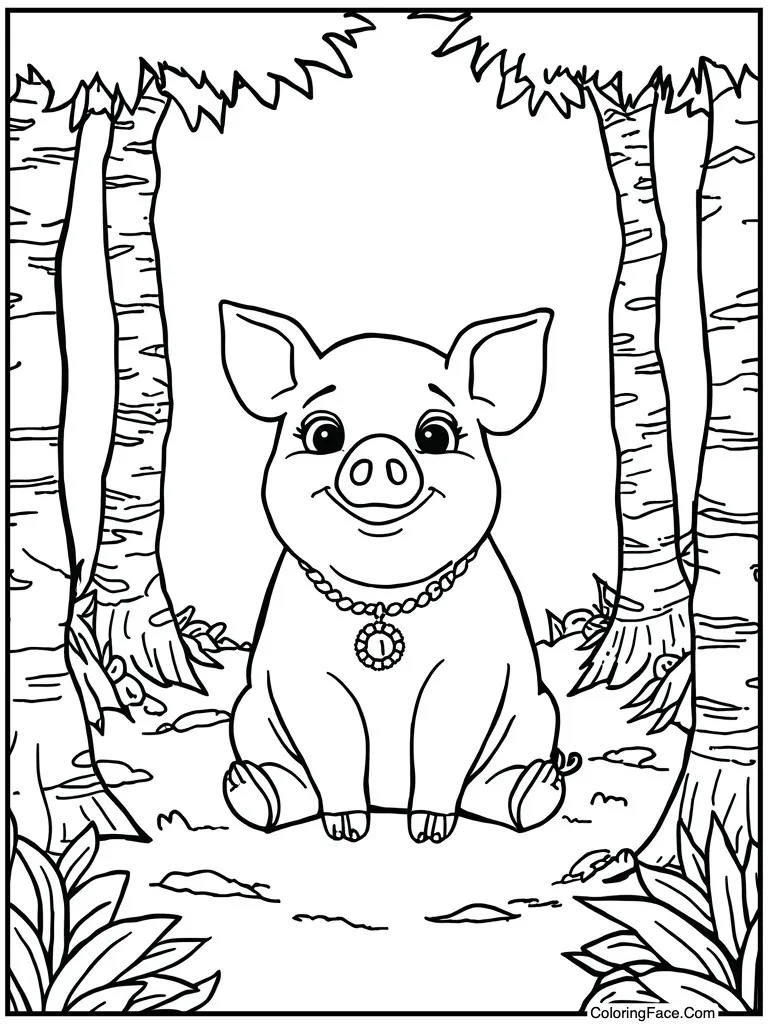 Cute pig sitting down