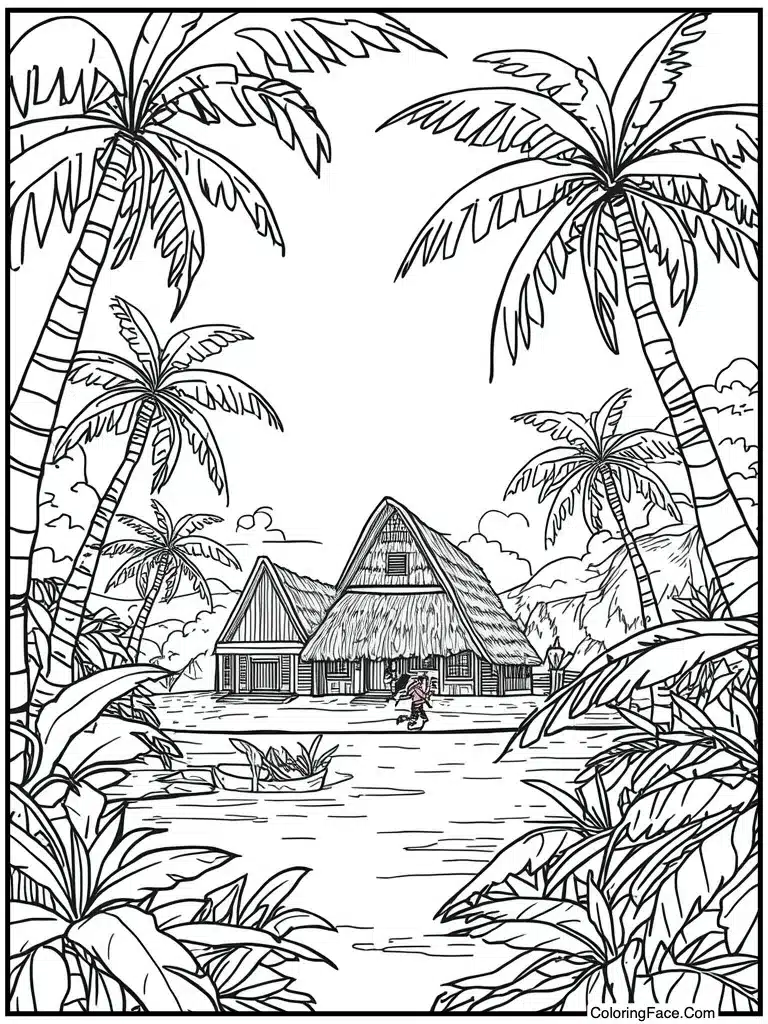 Island village landscape view