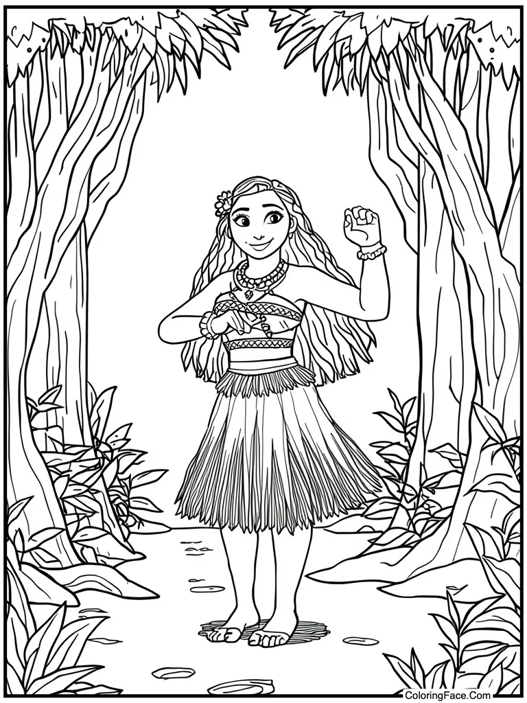 Grass skirt dancing hula