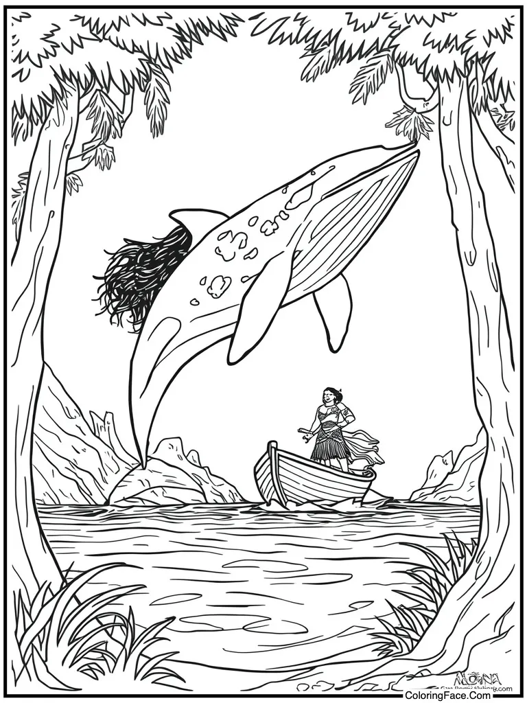 Whale jumping near boat