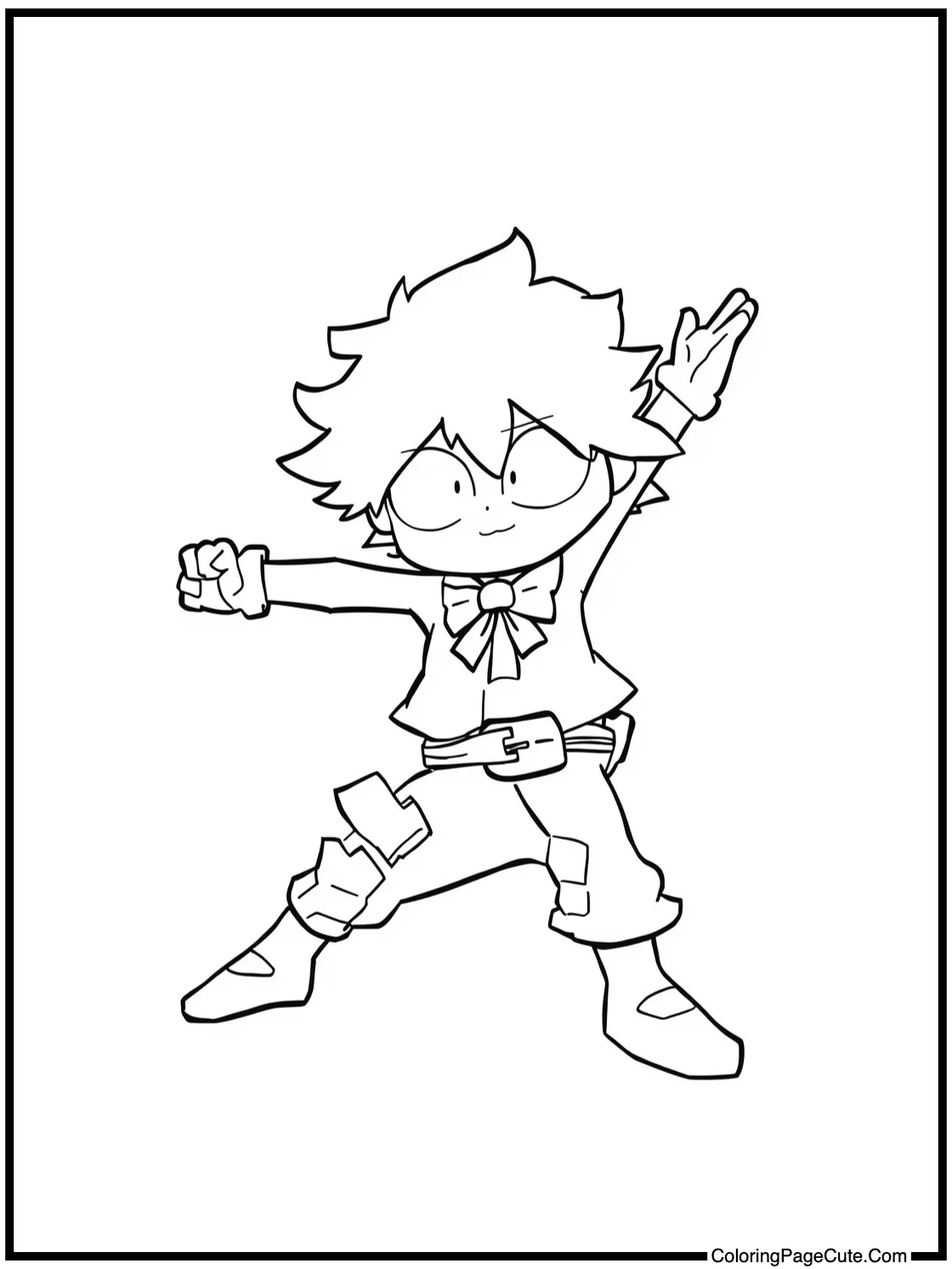 Deku practicing a pose