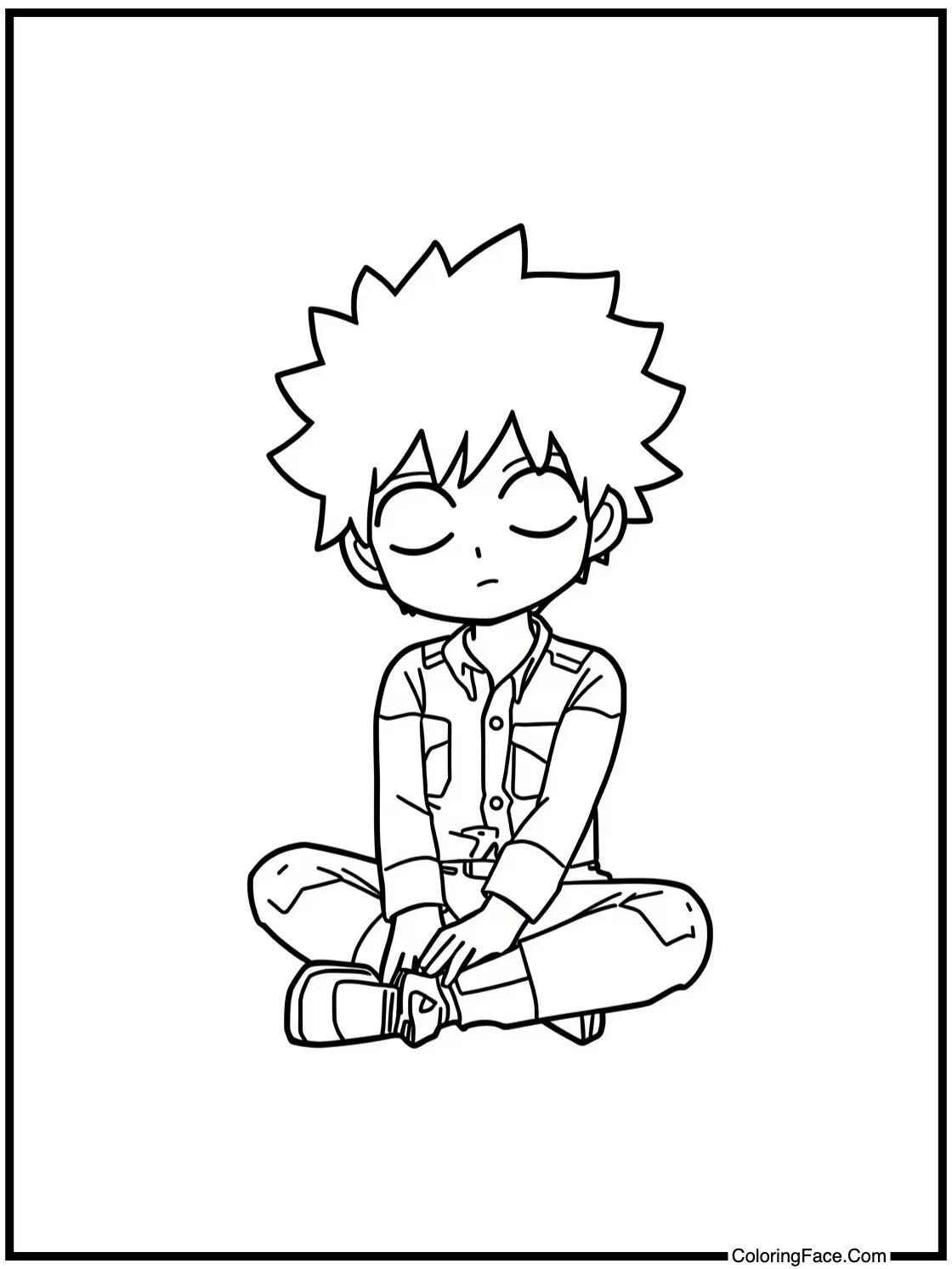 with a character sitting