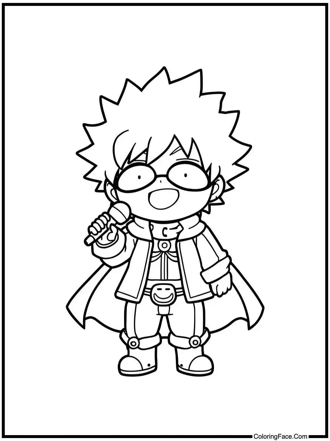 with a character singing