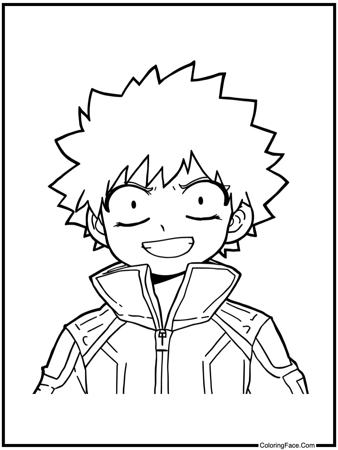 with a character smiling