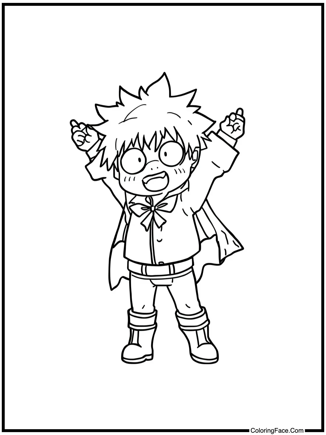 of a character cheering