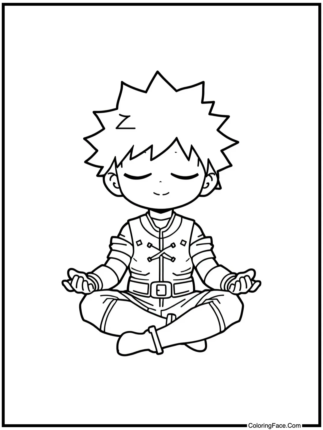 with a character meditating