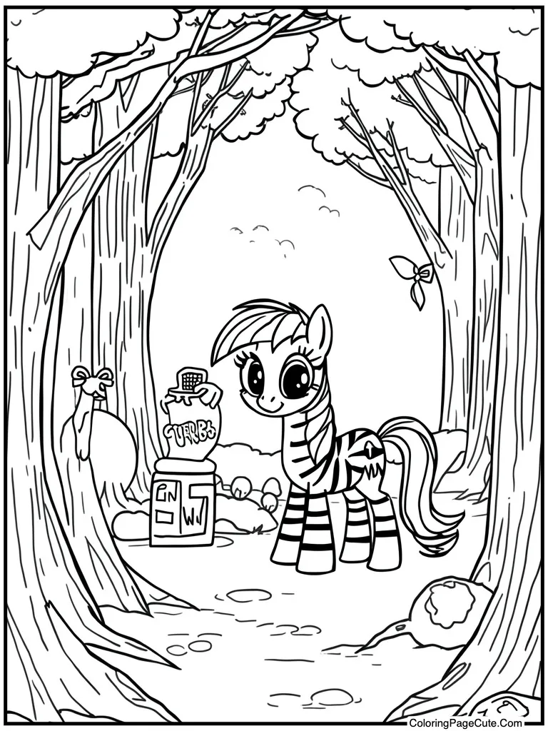 Zebra mixing potions hut