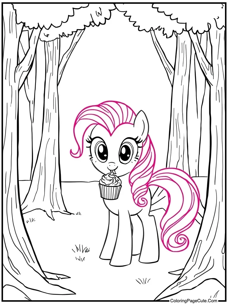 Pink friend eating cupcake