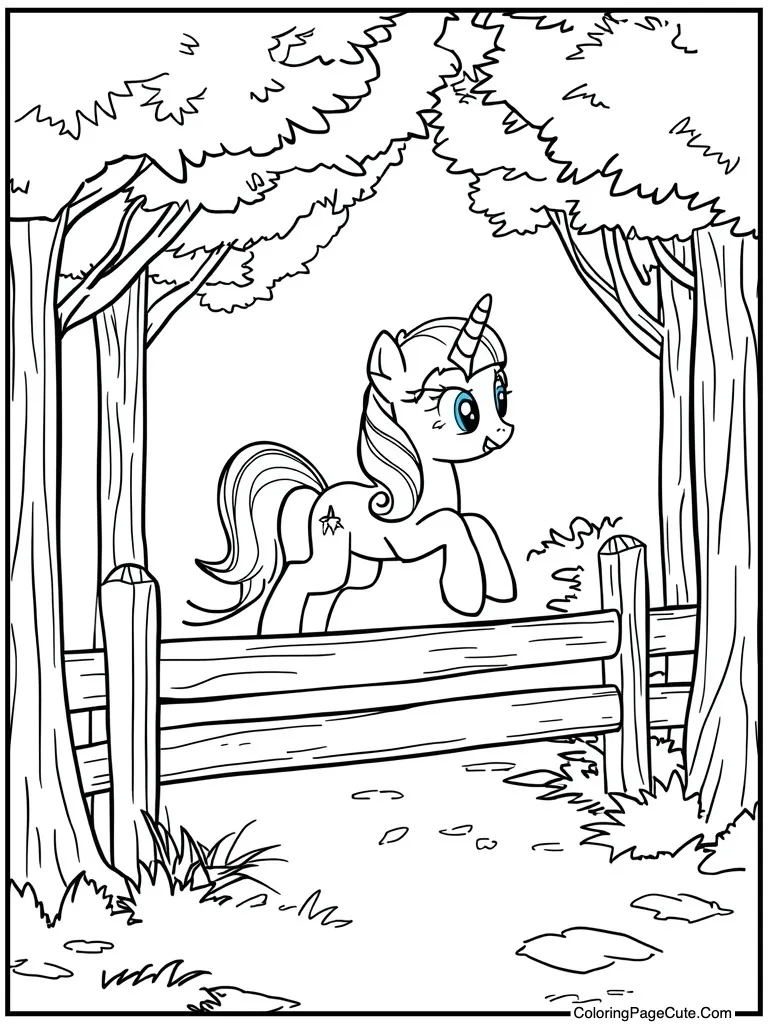 Jumping over white fence