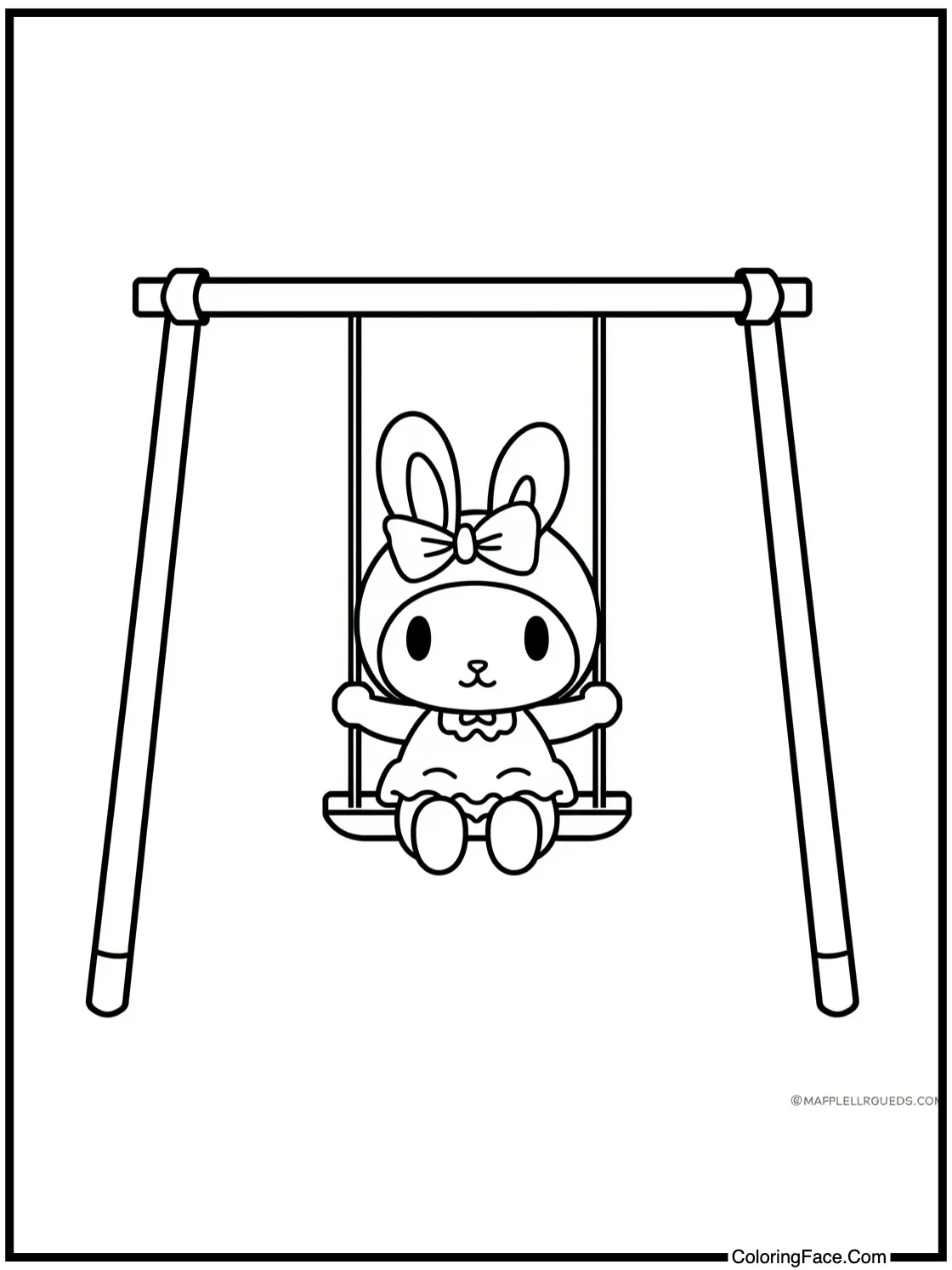 on a swing.