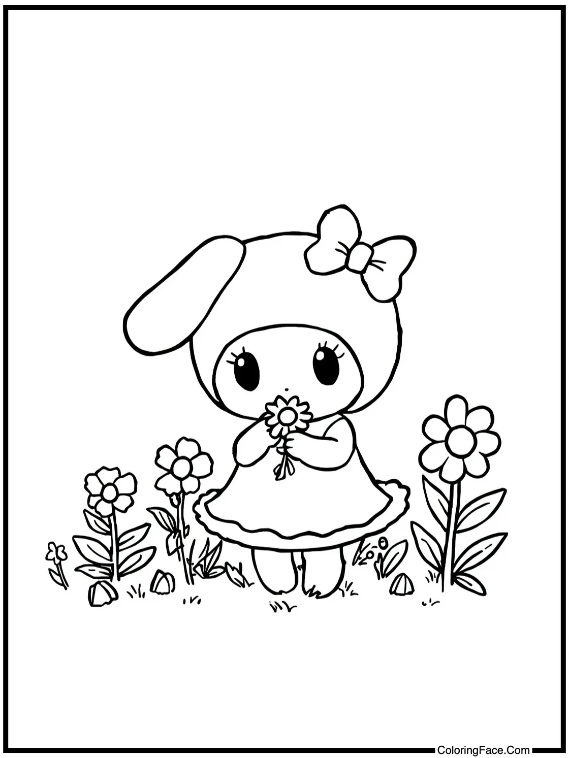 smelling sweet flowers.