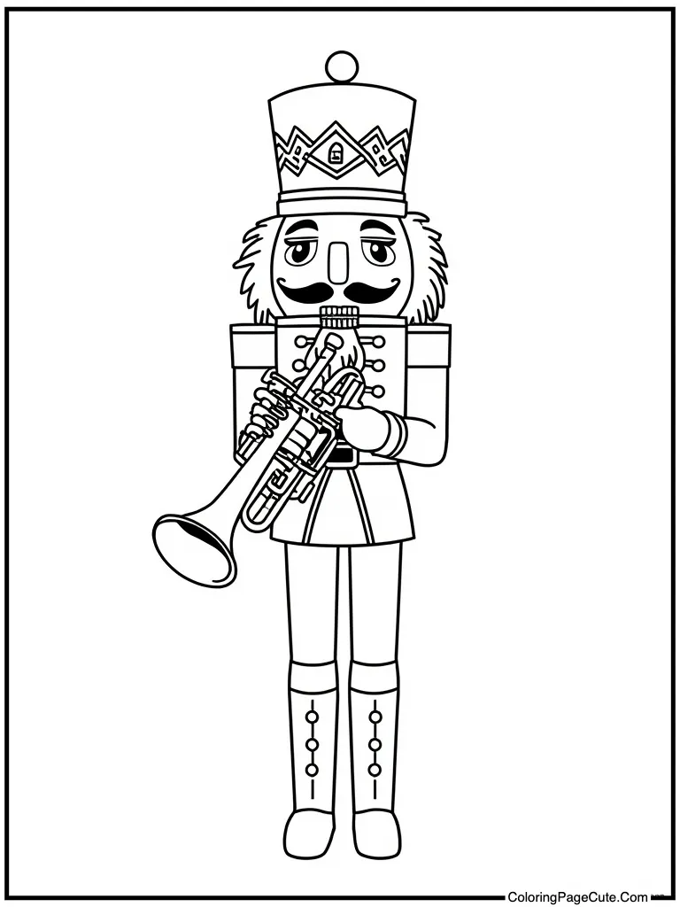 Playing musical trumpet