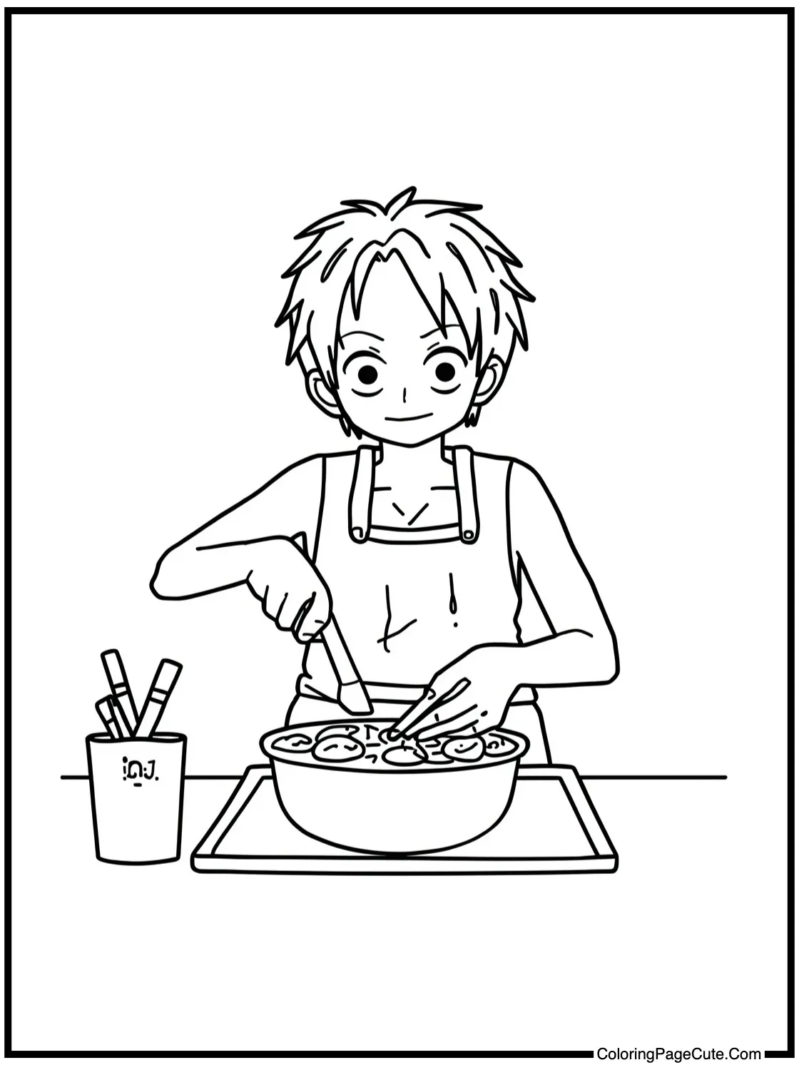 Sanji cooking food.