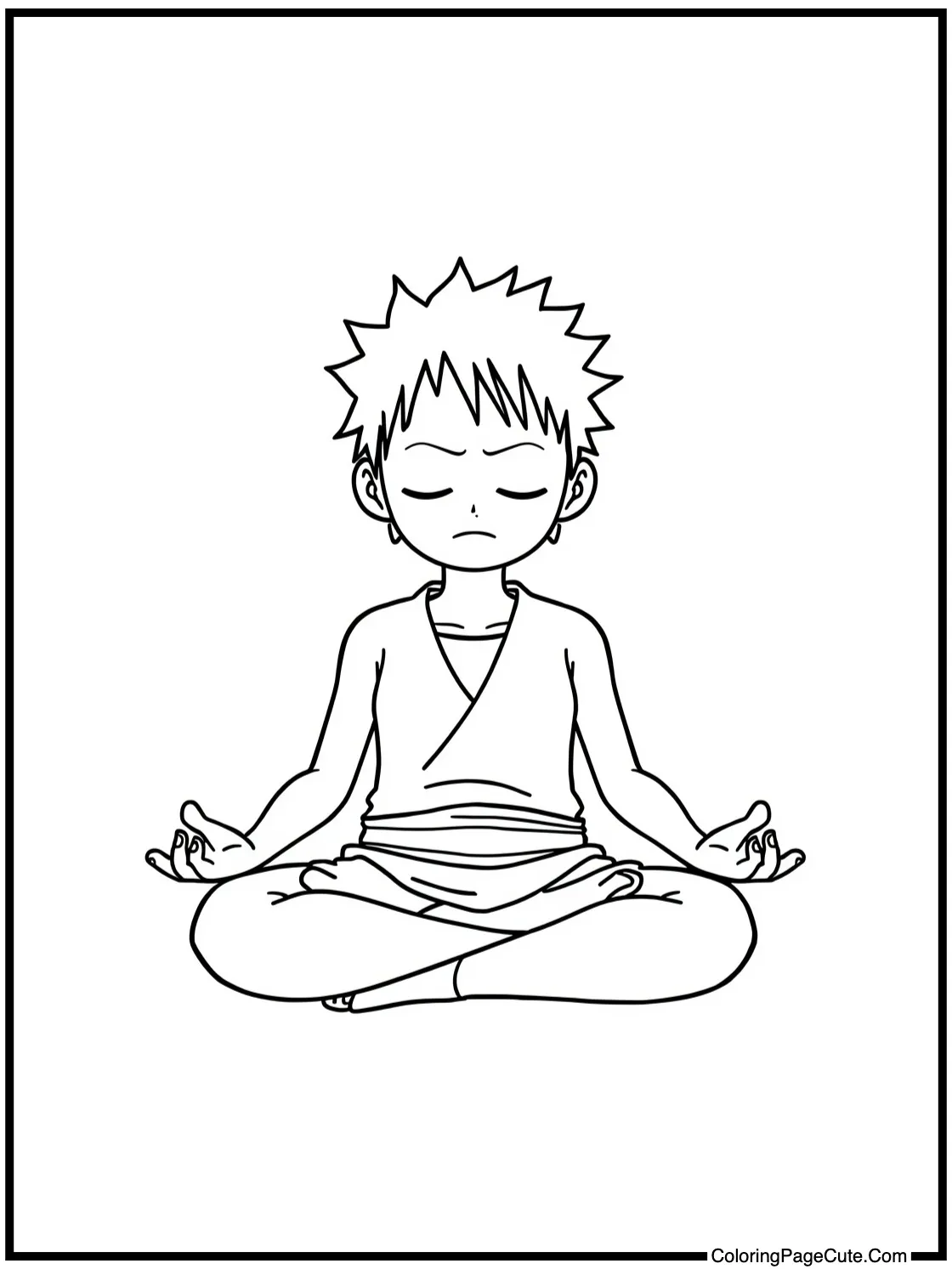Zoro meditating calmly.