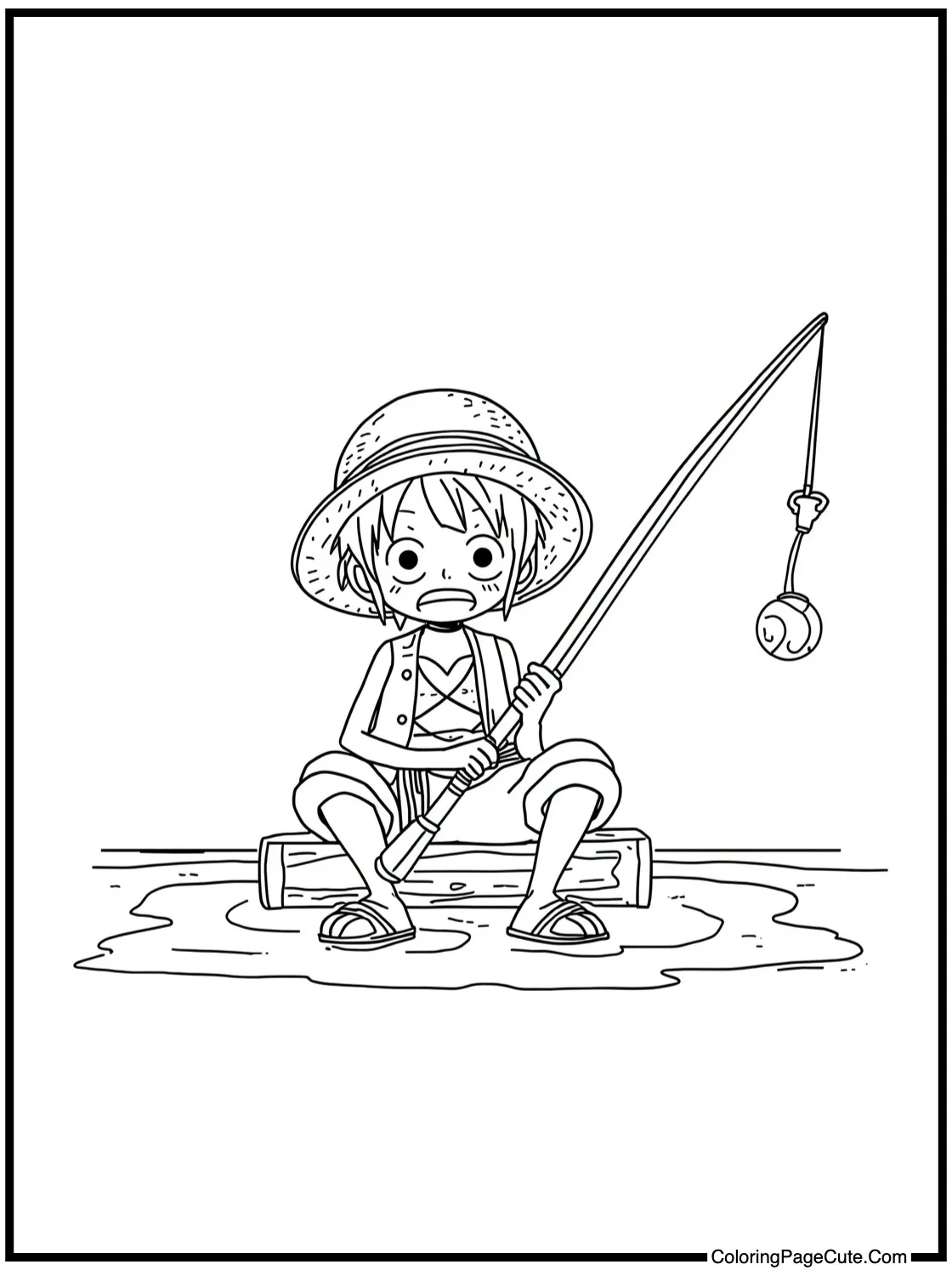 Usopp fishing patiently.