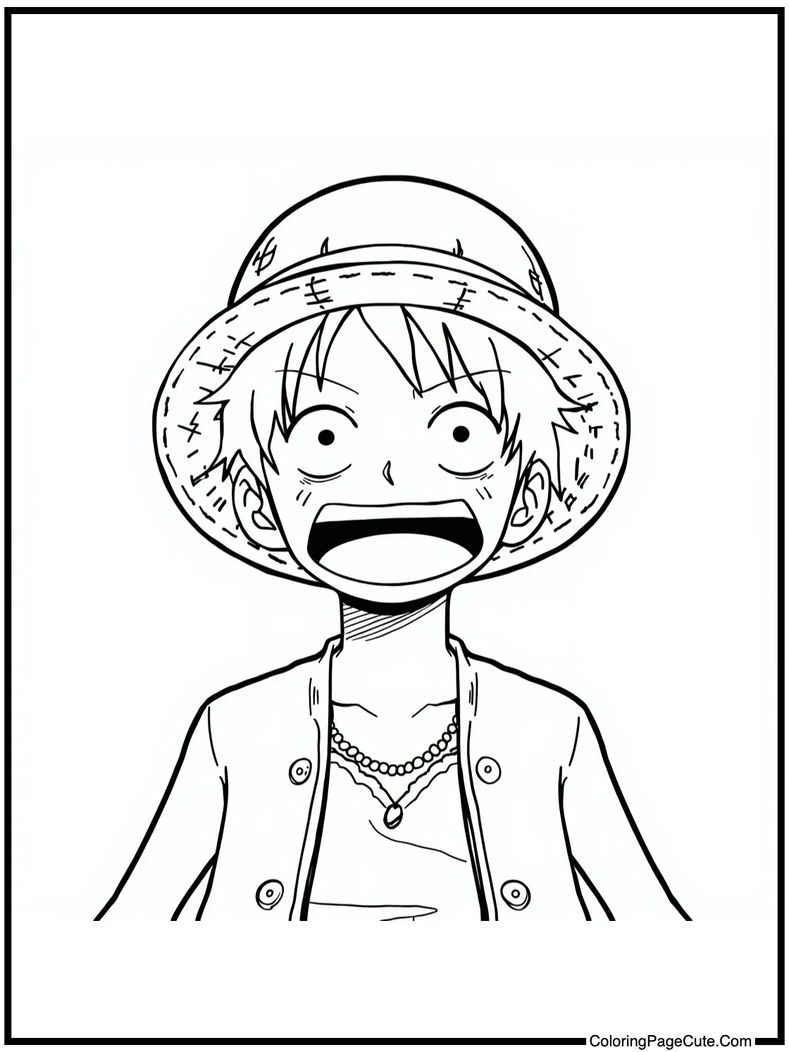 Luffy looking excited.