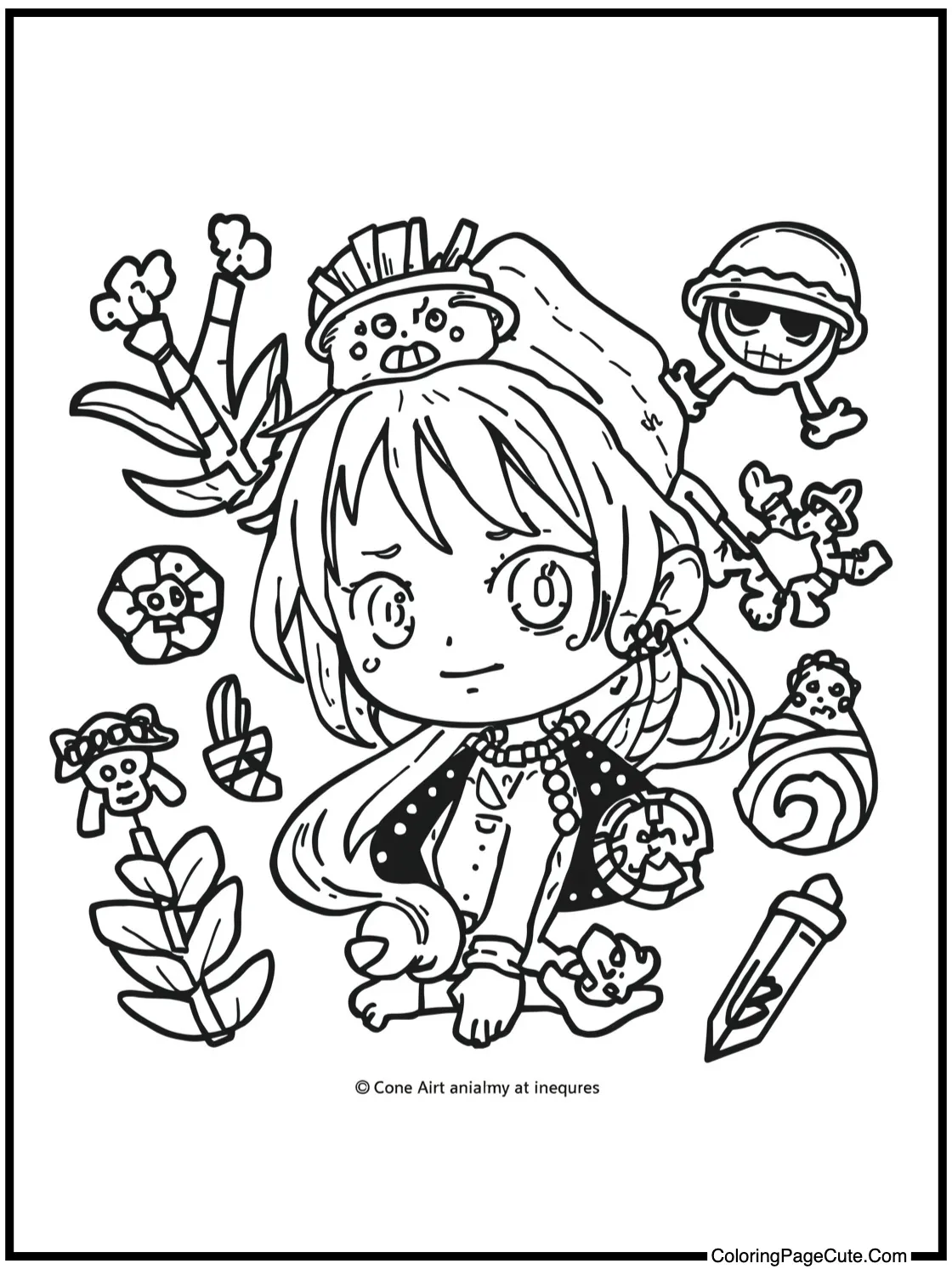 Nami drawing treasure map.