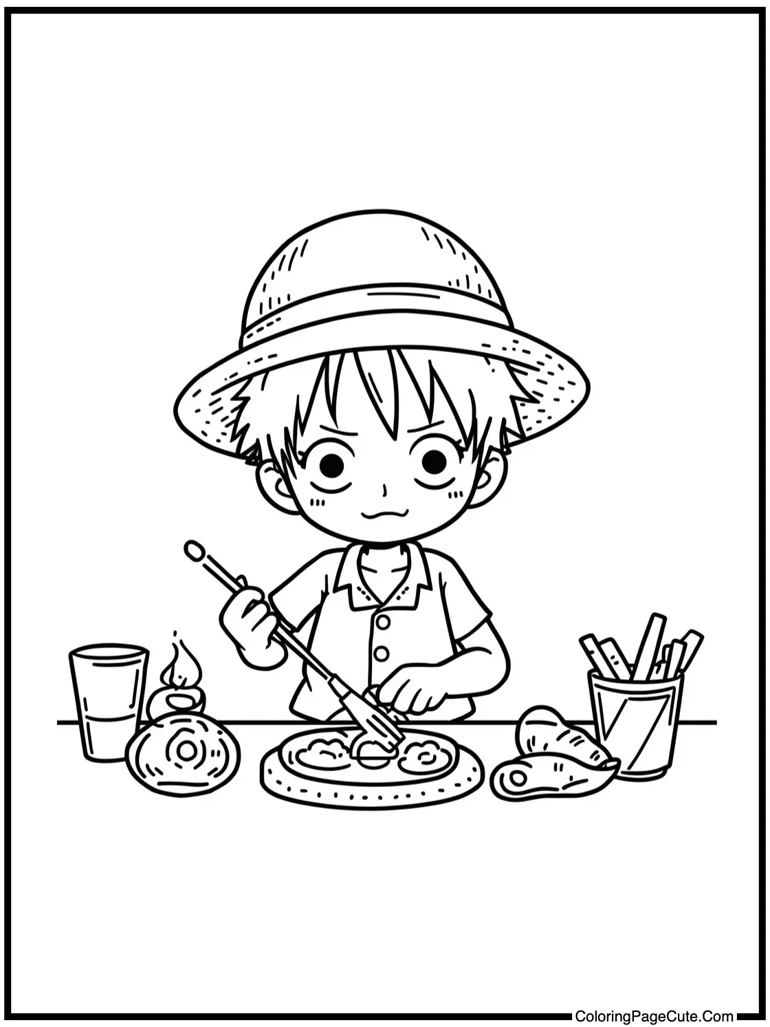 Sanji preparing snacks.