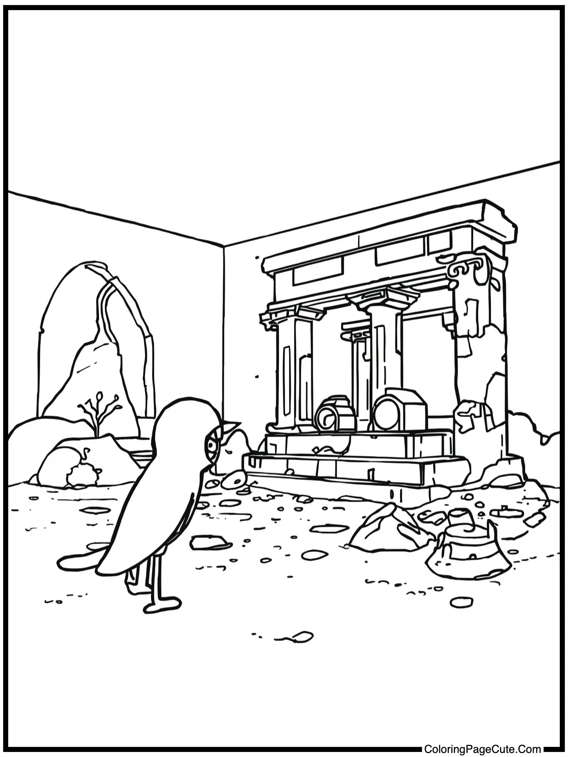 Robin discovering ancient ruins.