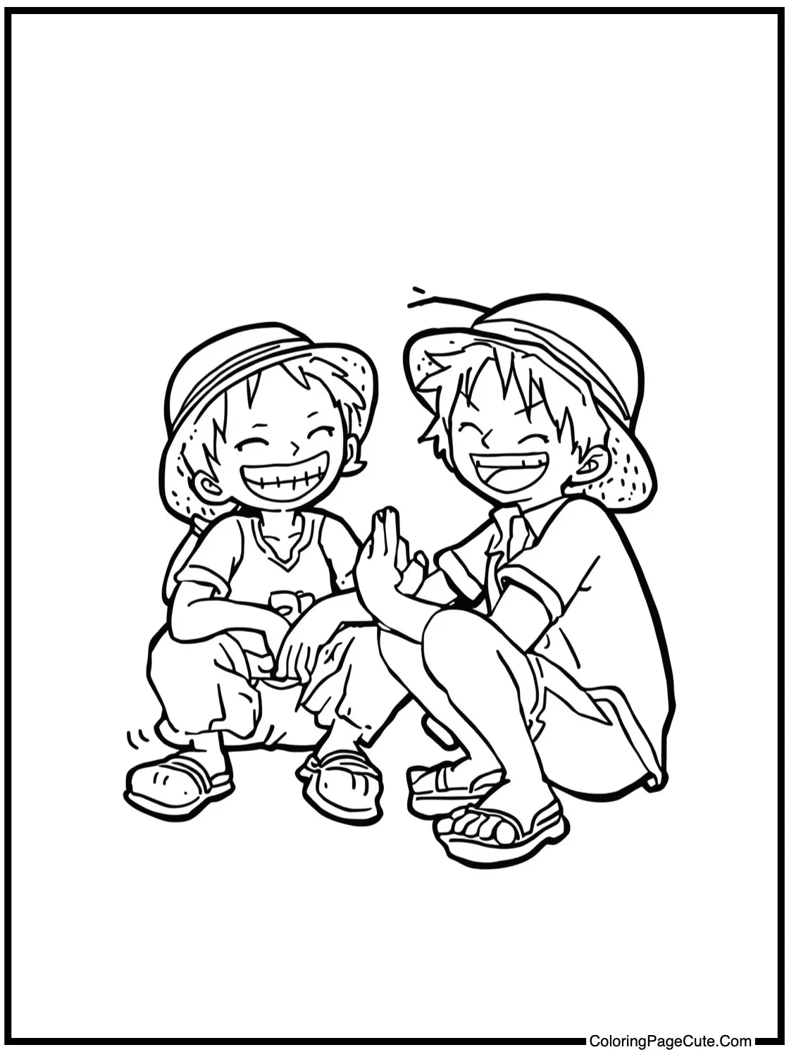 Luffy sharing a laugh.