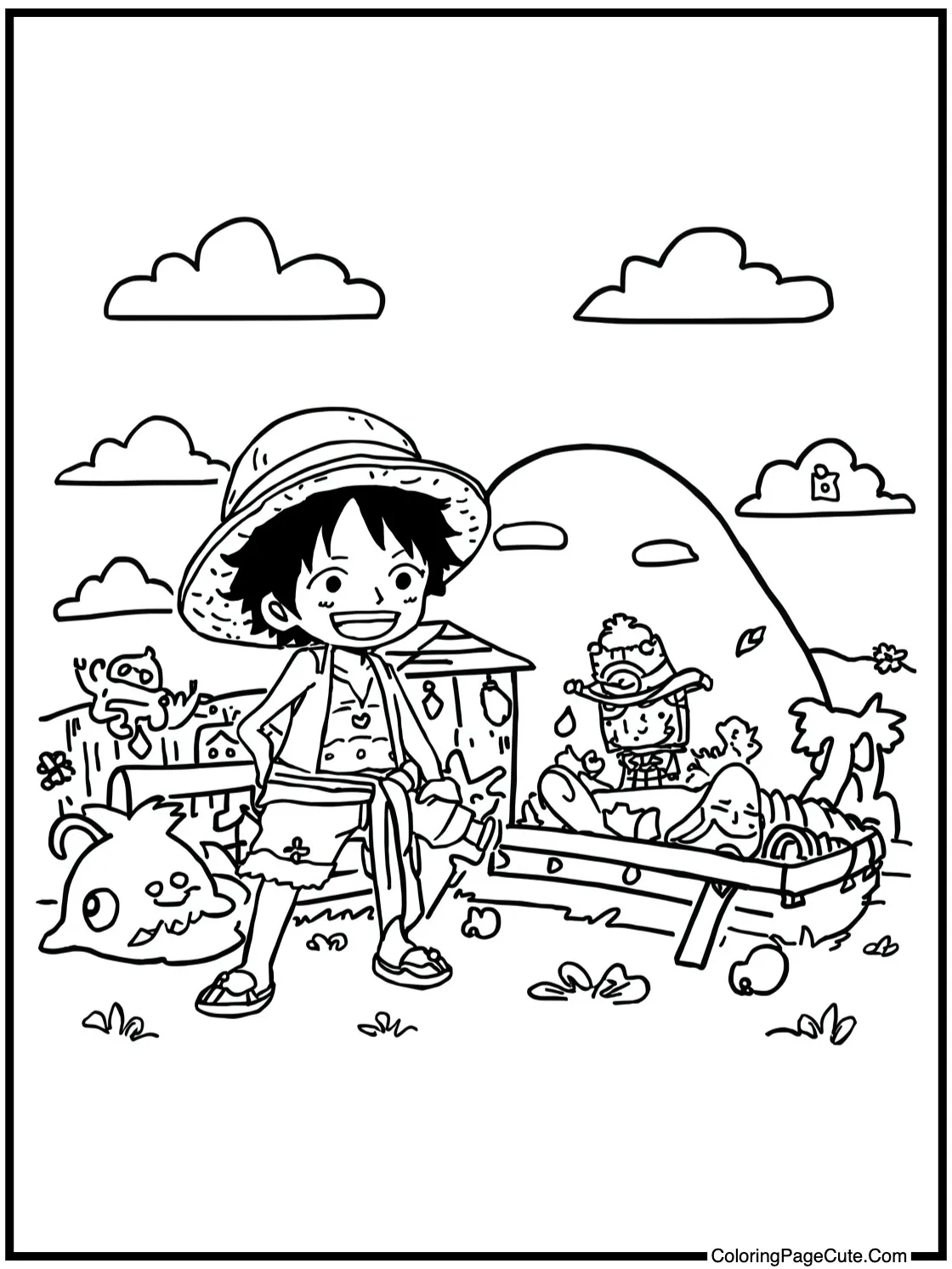 Usopp painting beautiful scenes.