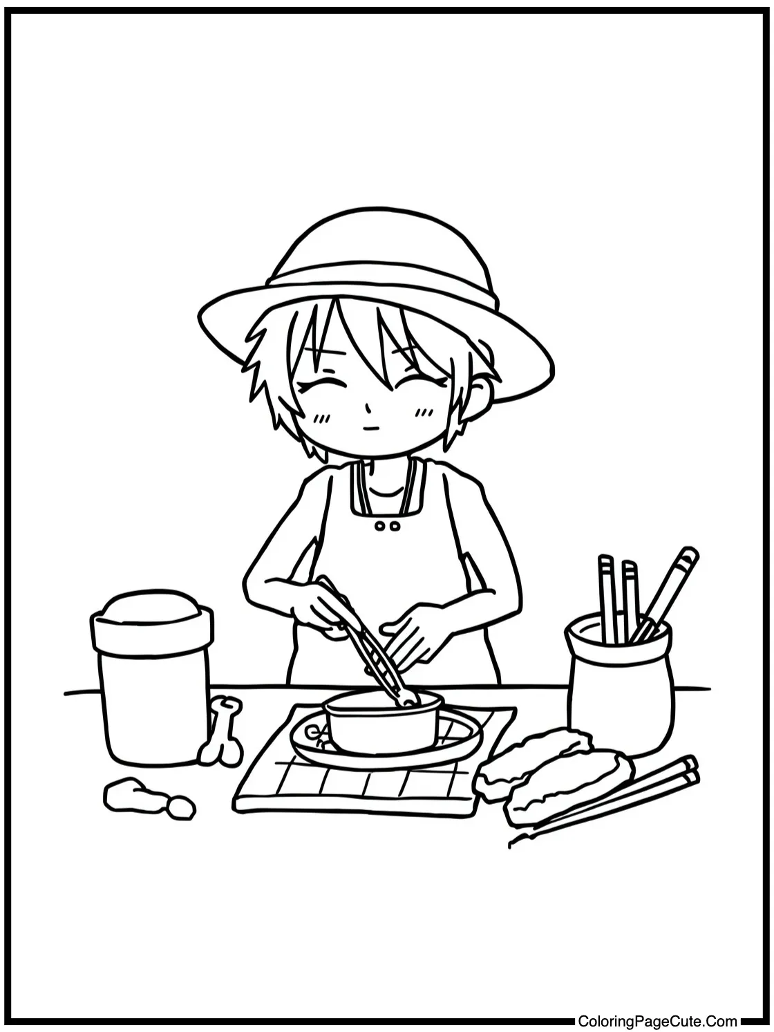 Sanji preparing a picnic.