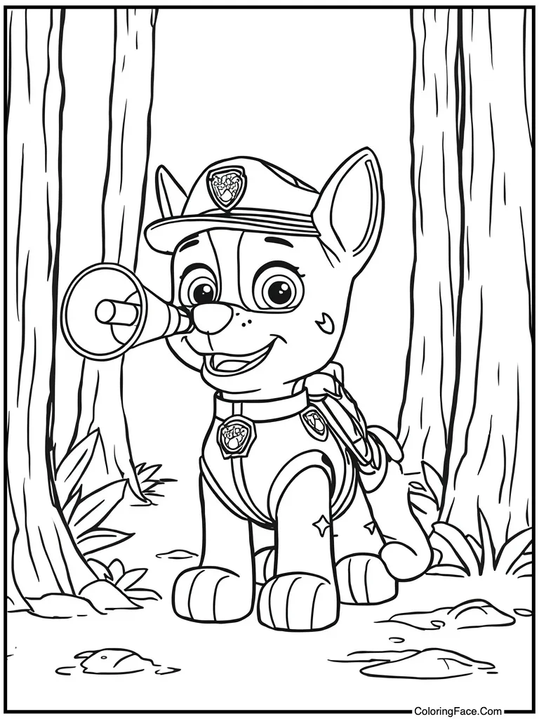 Police pup using megaphone