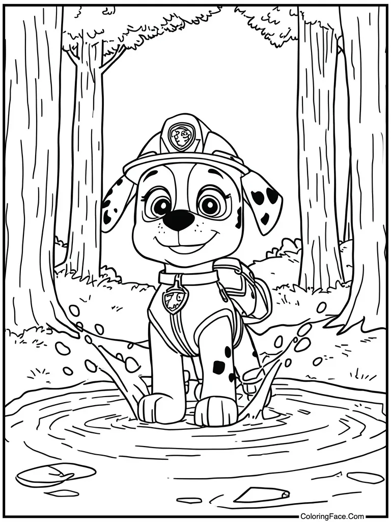 Fire dog splashing water