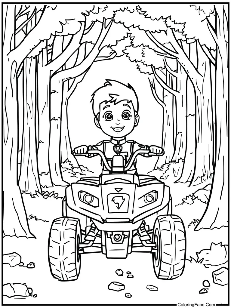 Boy leader riding quad