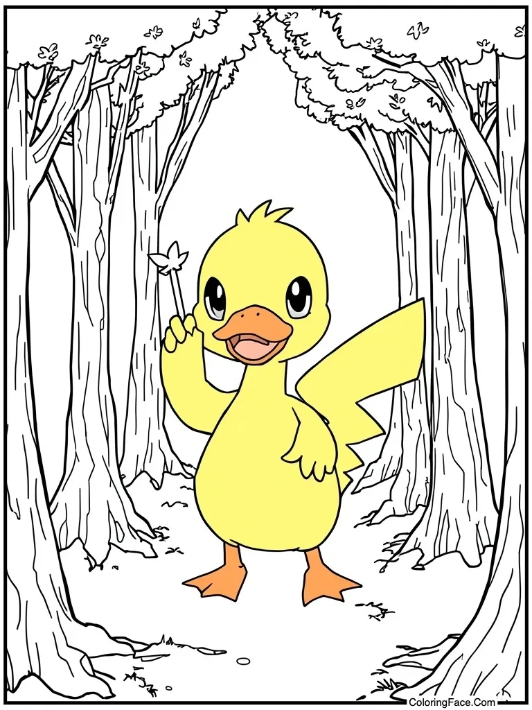 Yellow duck holding head