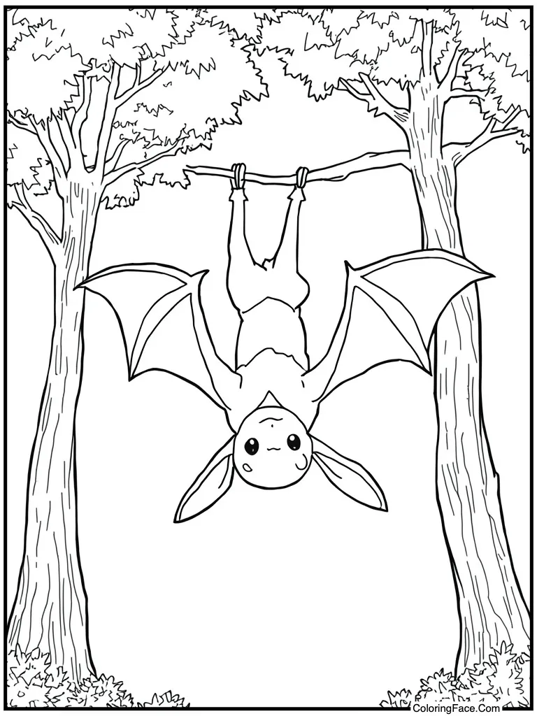 Bat hanging upside down