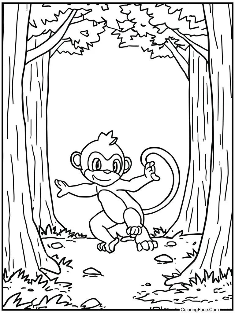 Monkey playing with tail