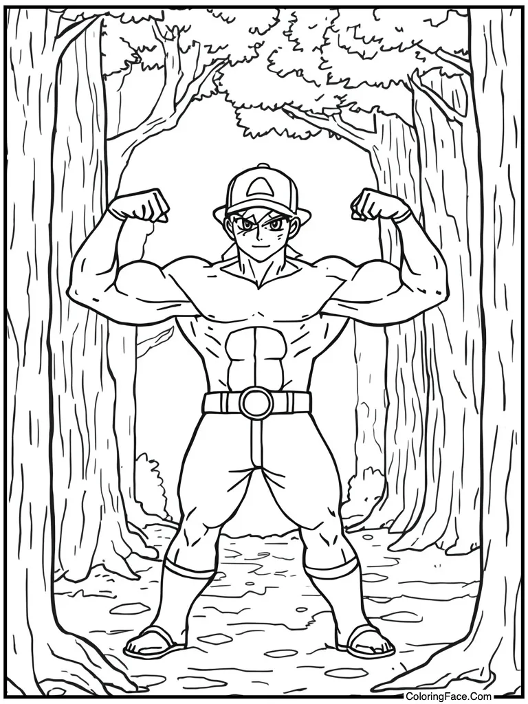 Muscle man flexing arms