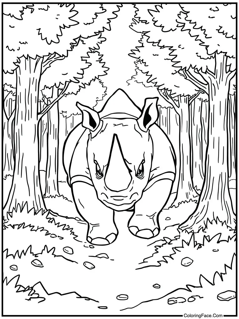 Rhinoceros horn charging forward