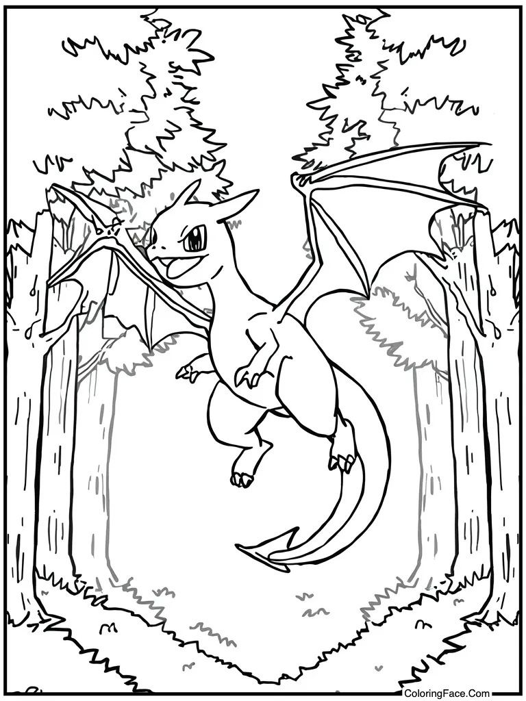 Orange dragon flying high