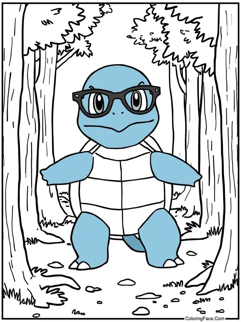 Blue turtle wearing glasses