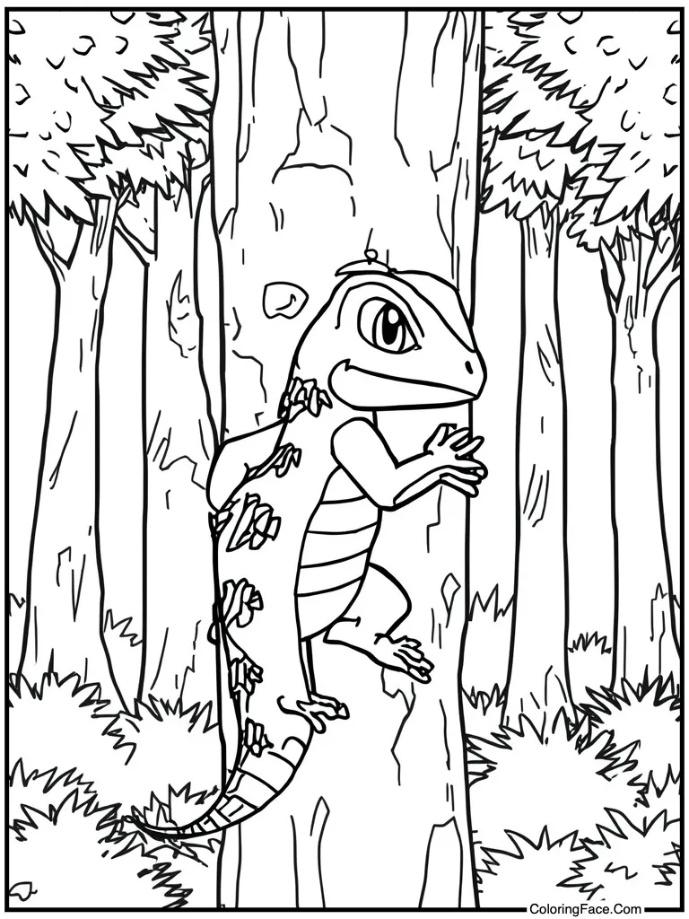 Grass lizard tree climb