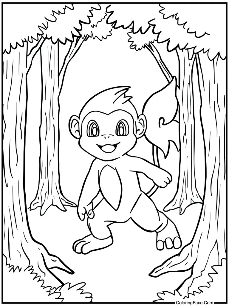 Monkey with flame tail