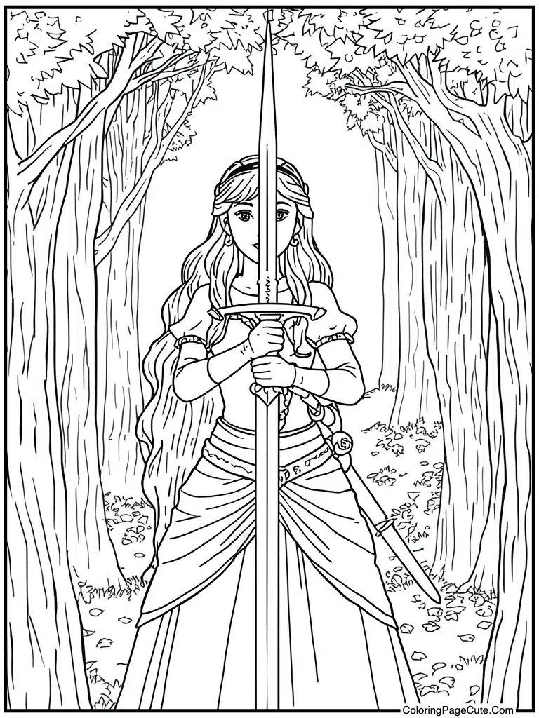 Holding warrior sword tight