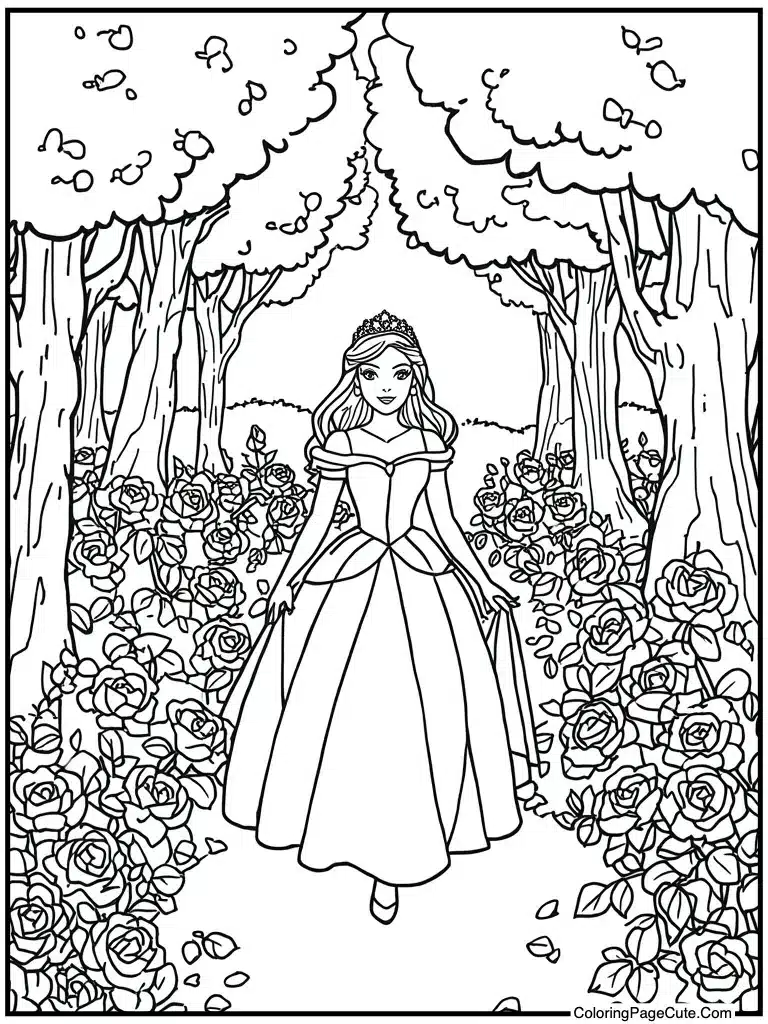 Walking in rose garden