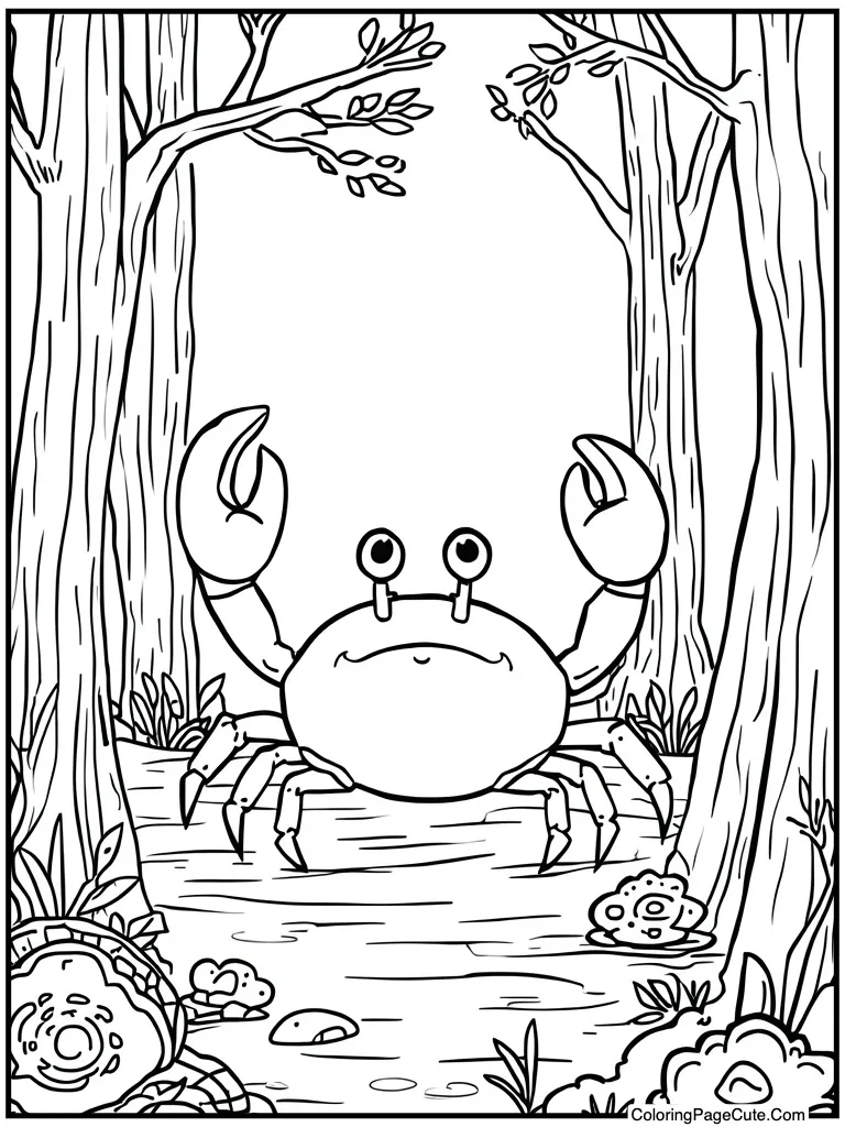 Crab singing under sea