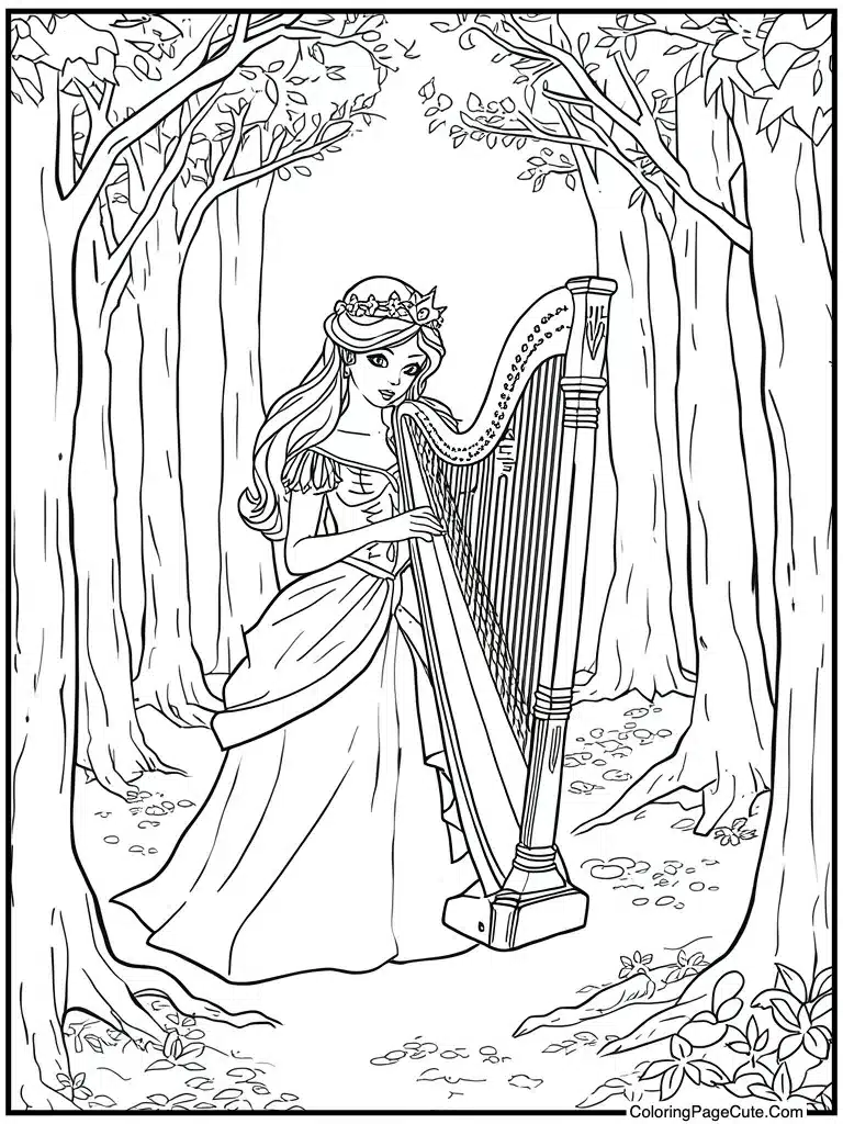 Playing a golden harp