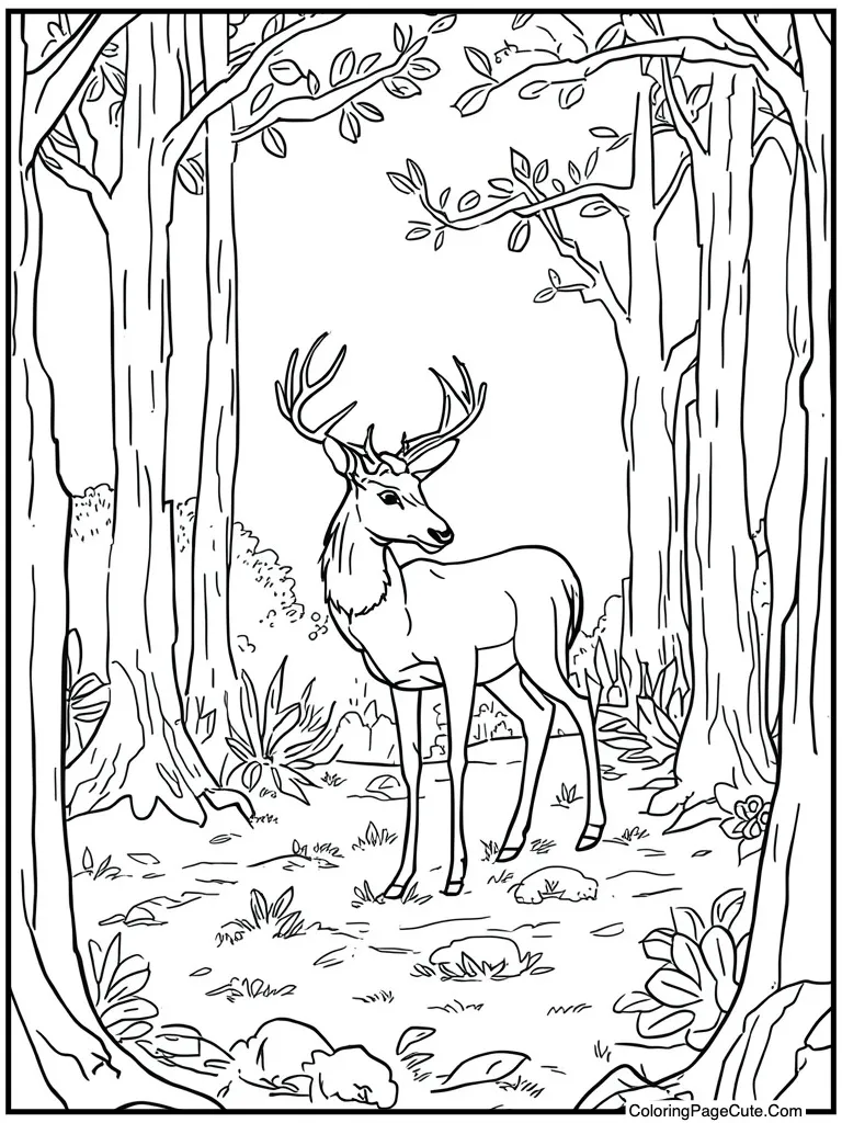 Feeding deer in woods