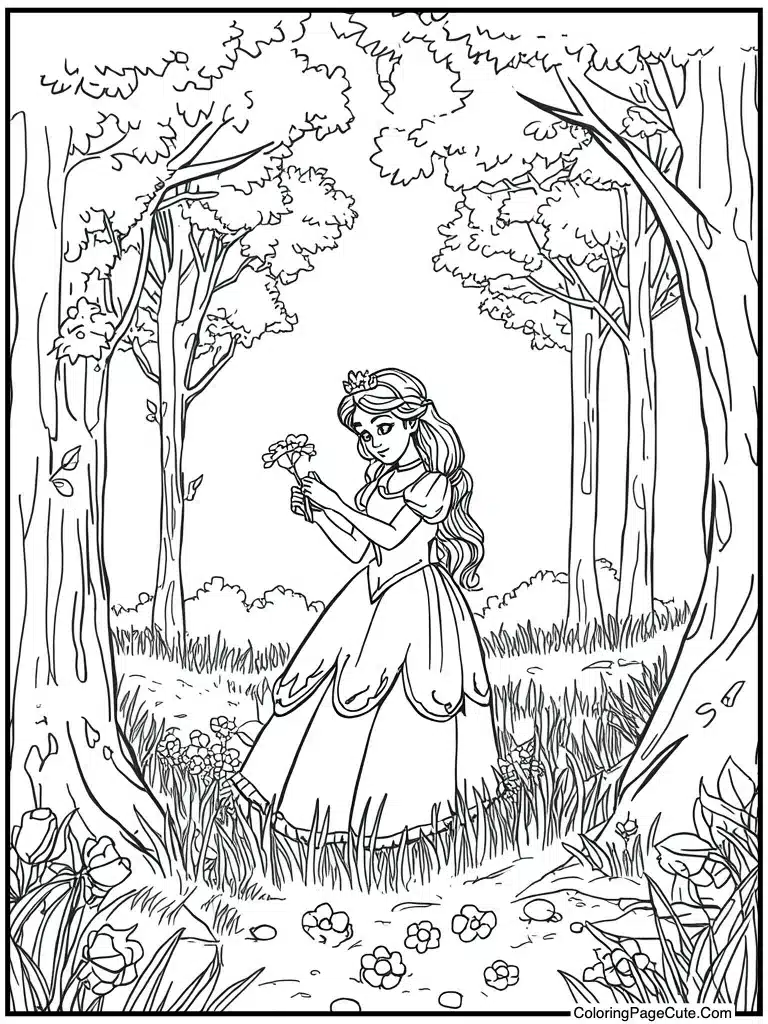 Picking flowers in meadow