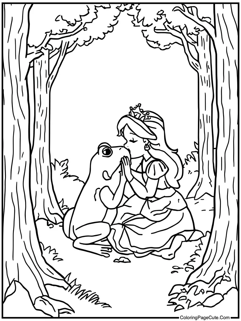 Kissing a green frog