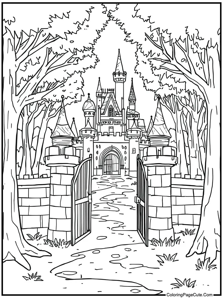 Castle gate opening wide