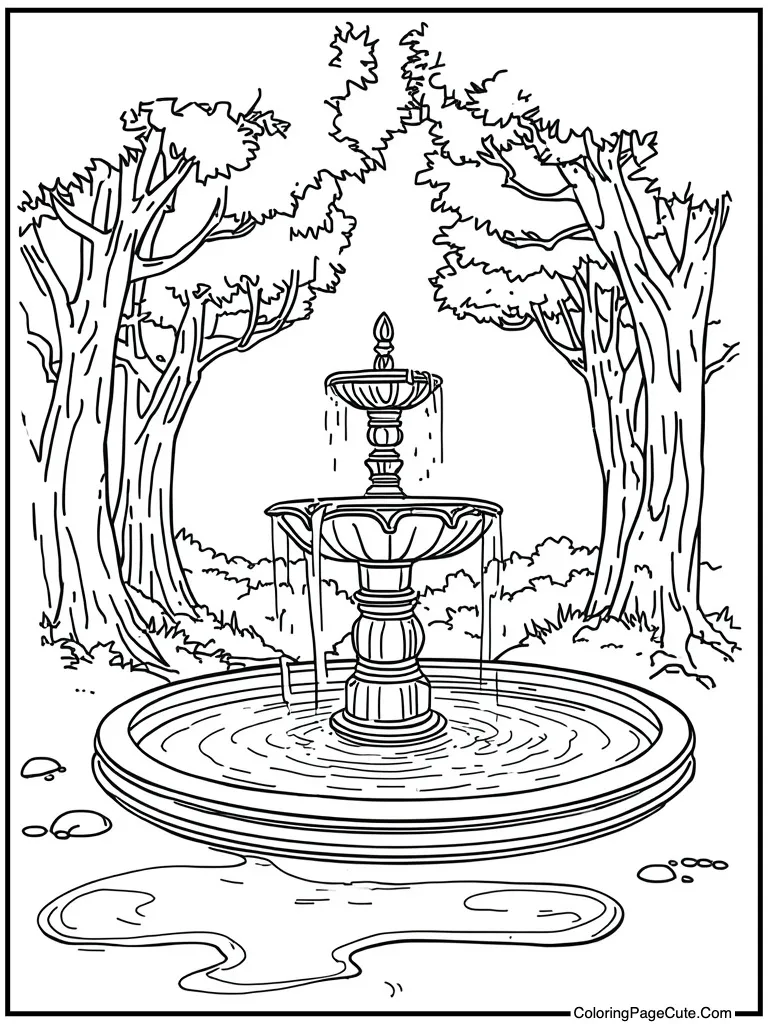 Fountain with flowing water