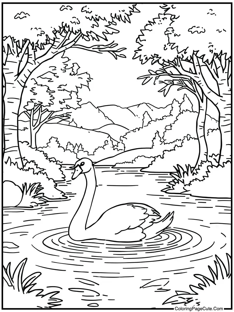 Swan swimming in lake