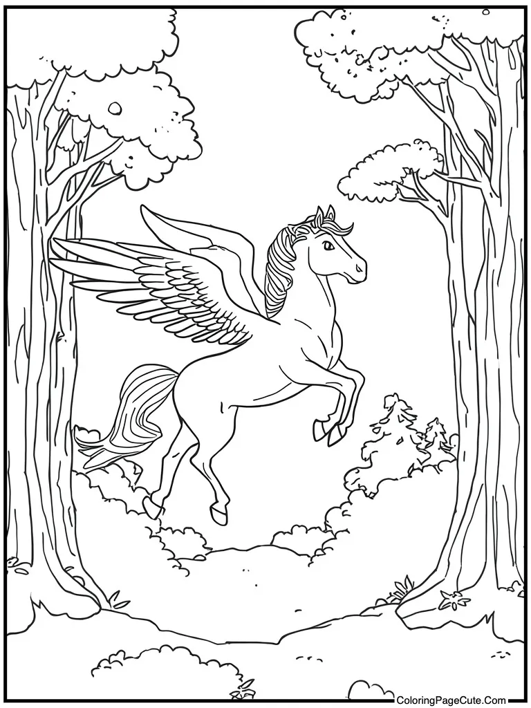 Pegasus flying in sky