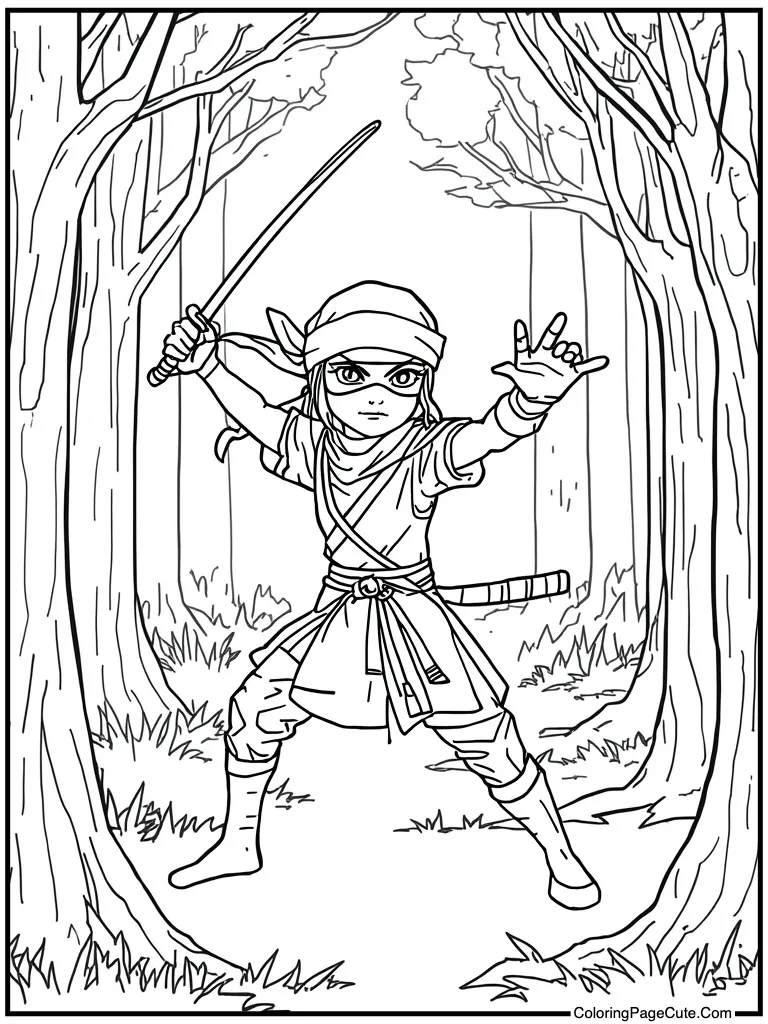 Ninja girl throwing stars